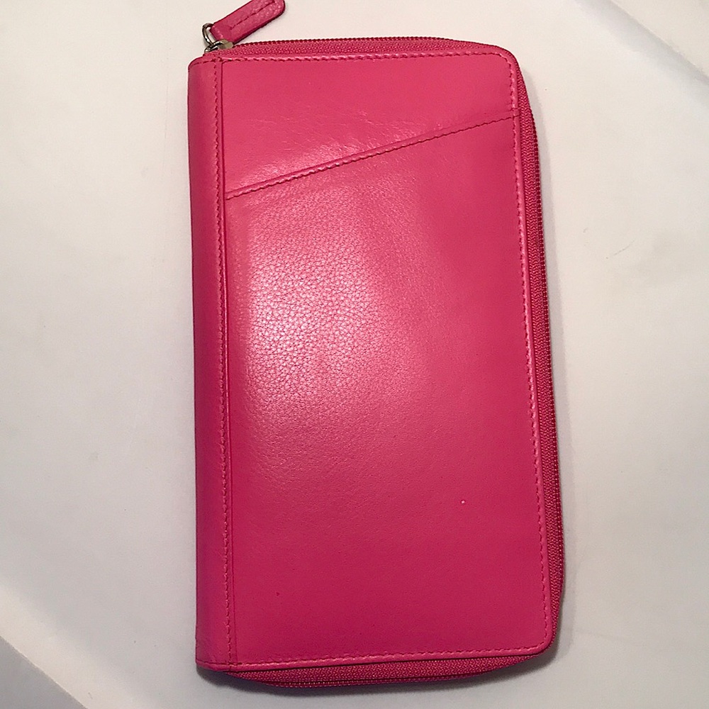 New Genuine Leather Passport Wallet Case $125 pink
